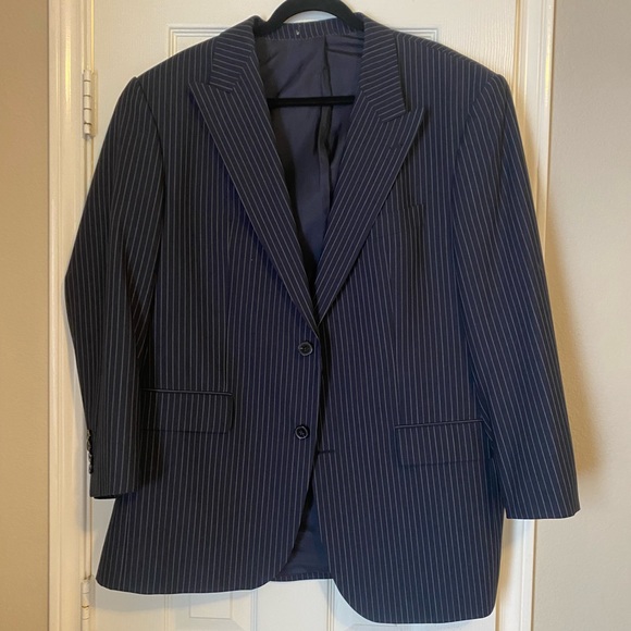 Men’s blue pinstripe coat custom from gariane Dallas-VITALE BARBERIS CANONICO - Picture 8 of 11